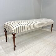 153cm Long Stool In Buttoned Ticking