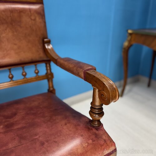 19th Century French Leather Bench Settle as849a1548 - Antiques Atlas
