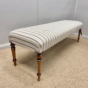 5ft Buttoned Long Stool On Walnut Legs