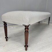 6ft Long Stool In Buttoned Ticking Stripes