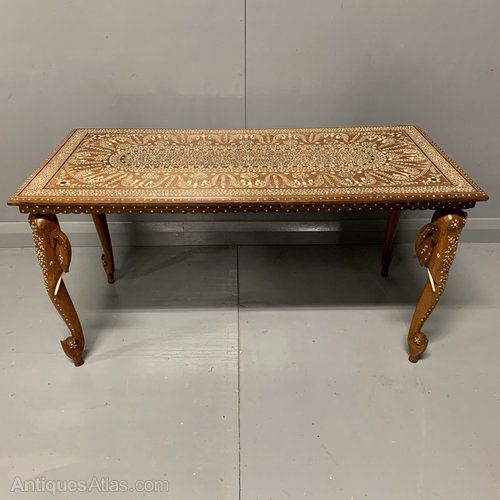 Anglo Indian Inlaid Coffee Table With Elephants Antiques Atlas
