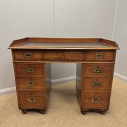Campaign Kneehole Pedestal Desk