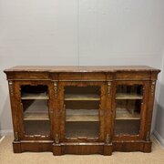 Figured Walnut Breakfront Bookcase