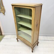 French Painted Concave Glass Adjustable Bookcase