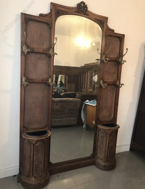 Large French Cane Hall Stand With Bevelled Mirror Antiques Atlas