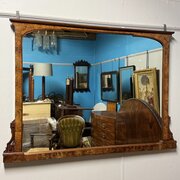Large Burr Walnut Overmantle Mirror