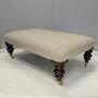 Large Footstool On Turned Rosewood Legs On Castors