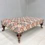 Large Ottoman Stool In Geometric Tapestry Fabric