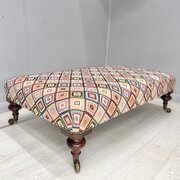 Large Ottoman Stool In Geometric Tapestry Fabric