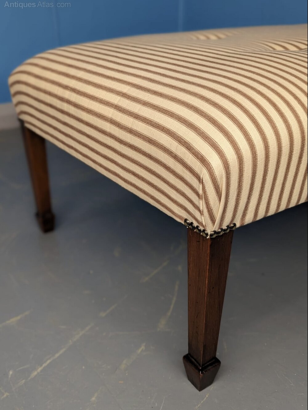 Buttoned Patterned Stool Newly Upholstered Buttoned Ticking Stripe Stool as849a1499 / Mc219 ...