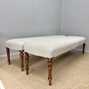 Pair Of 6ft Long Stools In Buttoned Ticking Stripe