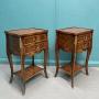 Pair of French kingwood parquetry bedside cabinets