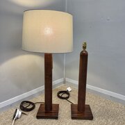 Pair Of Victorian Mahogany Lamps Inc P&p