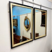 Pair Of Black And Gilt Mirrors
