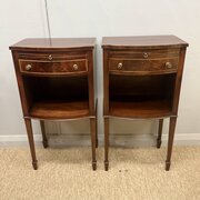 Pair Of Bow Front Inlaid Bedside Tables 