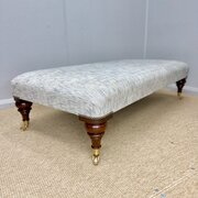 Very Large Upholstered Footstool On Castors