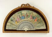 Antique Hand-Painted French Fan In Gilt Frame