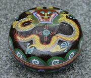 Chinese Circular Cloisonne Lidded Dragon Box