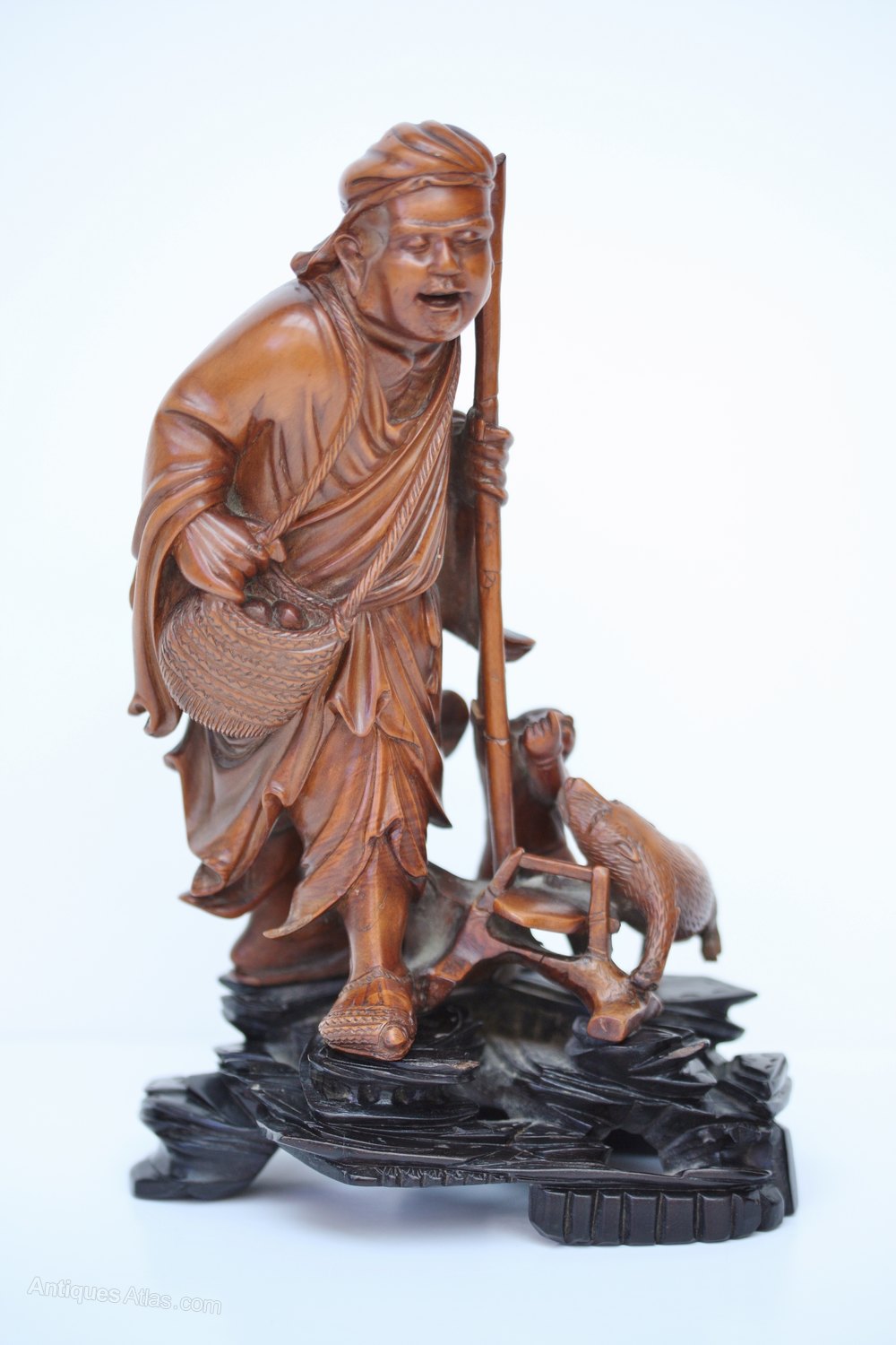Antiques Atlas Exquisite Chinese Carved Boxwood Figure Peasant