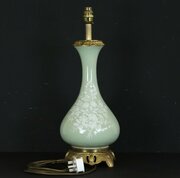 French Pate-Sur-Pate Celadon Porcelain Table Lamp