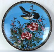 Japanese Cloisonné Charger With Peonies 30.5cm