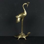 Japanese Meiji Period Bronze Crane On A Turtle