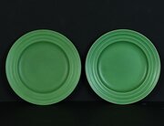 Keith Murray Wedgwood Pair Matt Green Plates 1930s