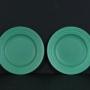 Keith Murray Wedgwood Pair Matt Green Plates 1930s