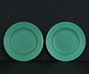 Keith Murray Wedgwood Pair Matt Green Plates 1930s