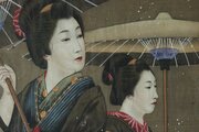 Large Japanese Painting On Silk Of Two Geishas