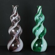 Pair Of Italian Mid Century Empoli Glass Vases