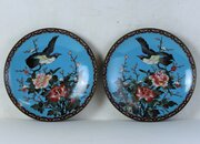 Pair Of Japanese 12 Inch Cloisonné Chargers 