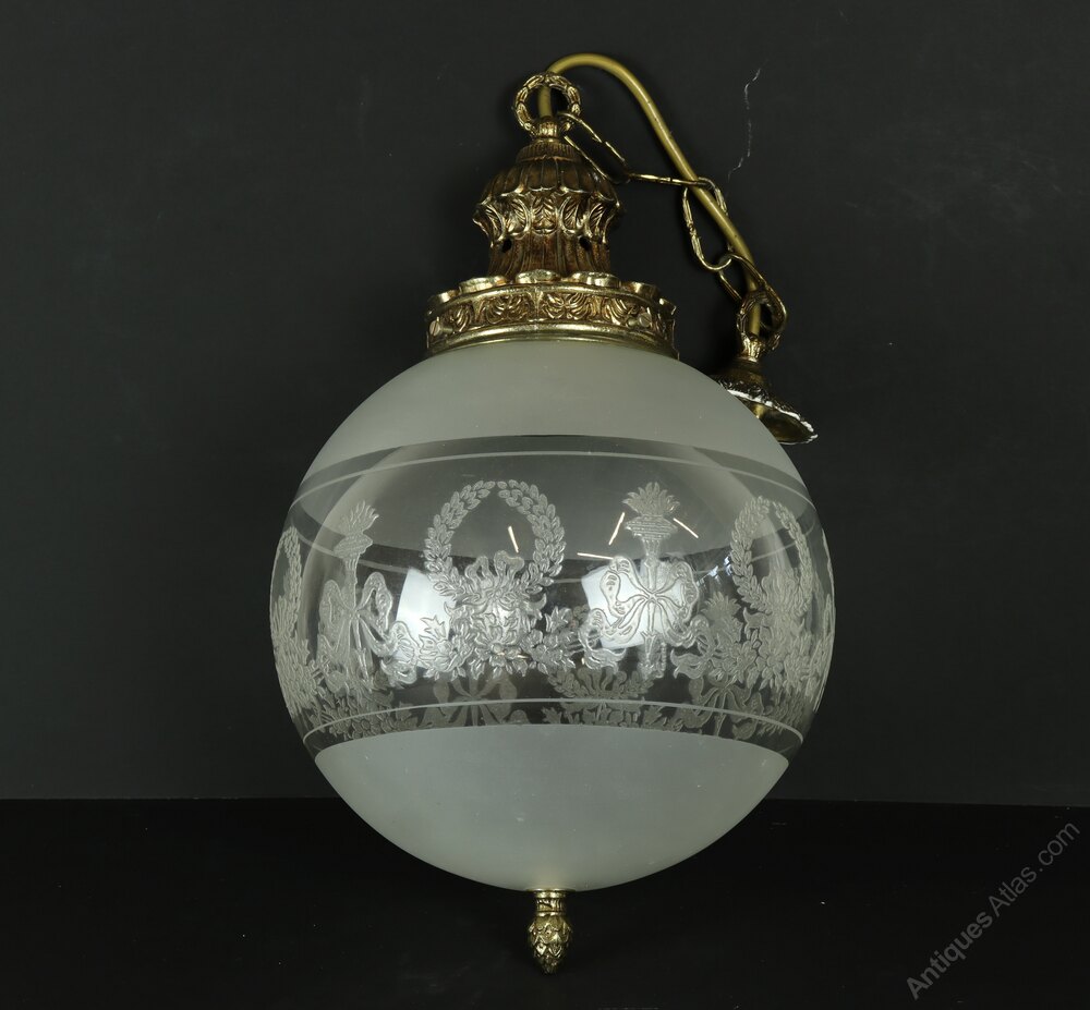 Antiques Atlas Vintage Gilt Metal Glass Globe Ceiling Light