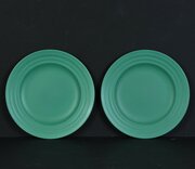 Wedgwood Annular Ware Pair Matt Green Plates, 1930