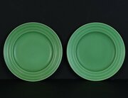 Wedgwood Annular Ware Pair Matt Green Plates, 1930