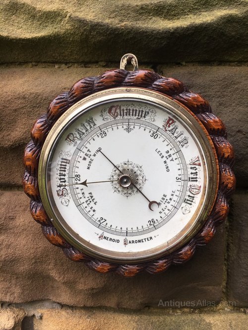 Antiques Atlas Antique Carved Oak Aneroid Barometer Antique Carved Oak Aneroid Barometer