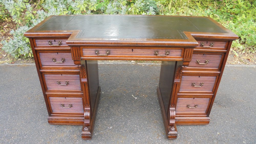 Antique Mahogany Pedestal Writing Desk By Gillows Antiques Atlas