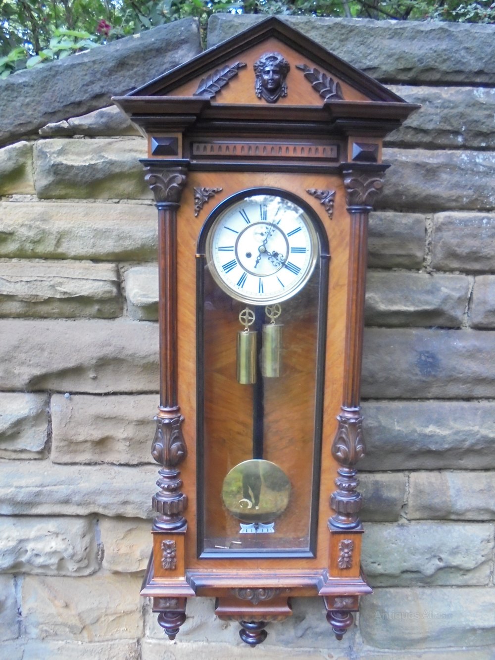 Antiques Atlas Antique Walnut Double Weight Vienna Wall Clock