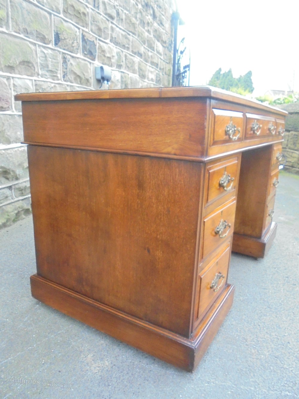 Antique Walnut Pedestal Writing Desk Antiques Atlas