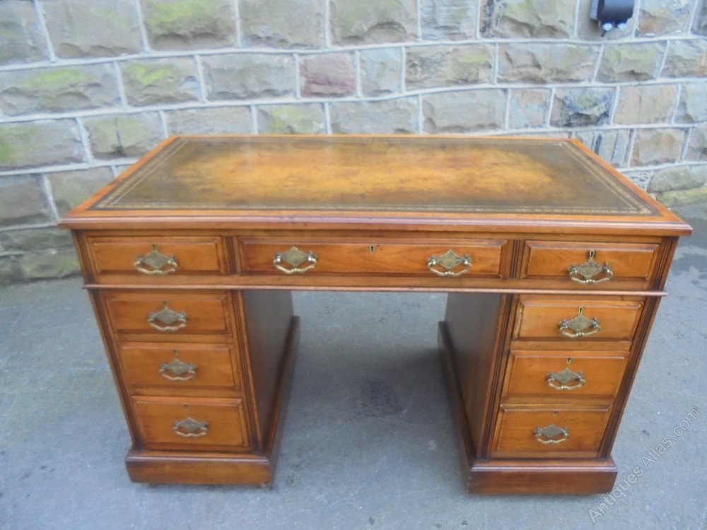 Antique Walnut Pedestal Writing Desk Antiques Atlas