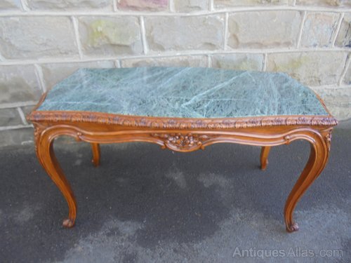 Antique Marble Top Walnut Coffee Table By Epstein Antiques