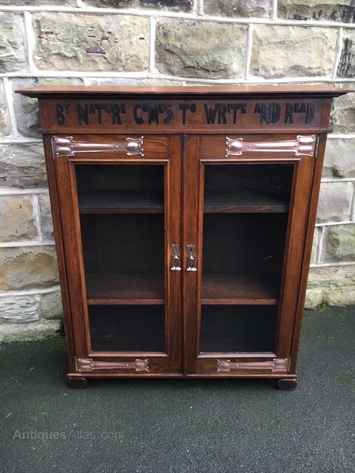 Arts Crafts Oak Glazed Bookcase Antiques Atlas
