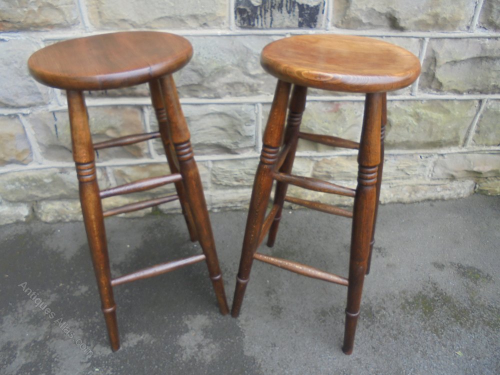 Pair Antique Elm Tall Kitchen Stools Antiques Atlas