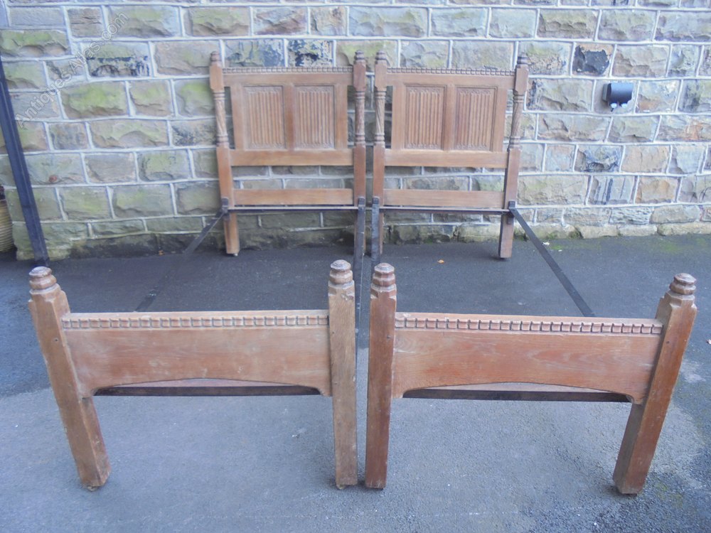 Pair Antique Limed Oak Heals Single Beds Antiques Atlas