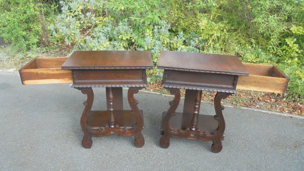 Pair Antique Walnut Bedside Tables Antiques Atlas
