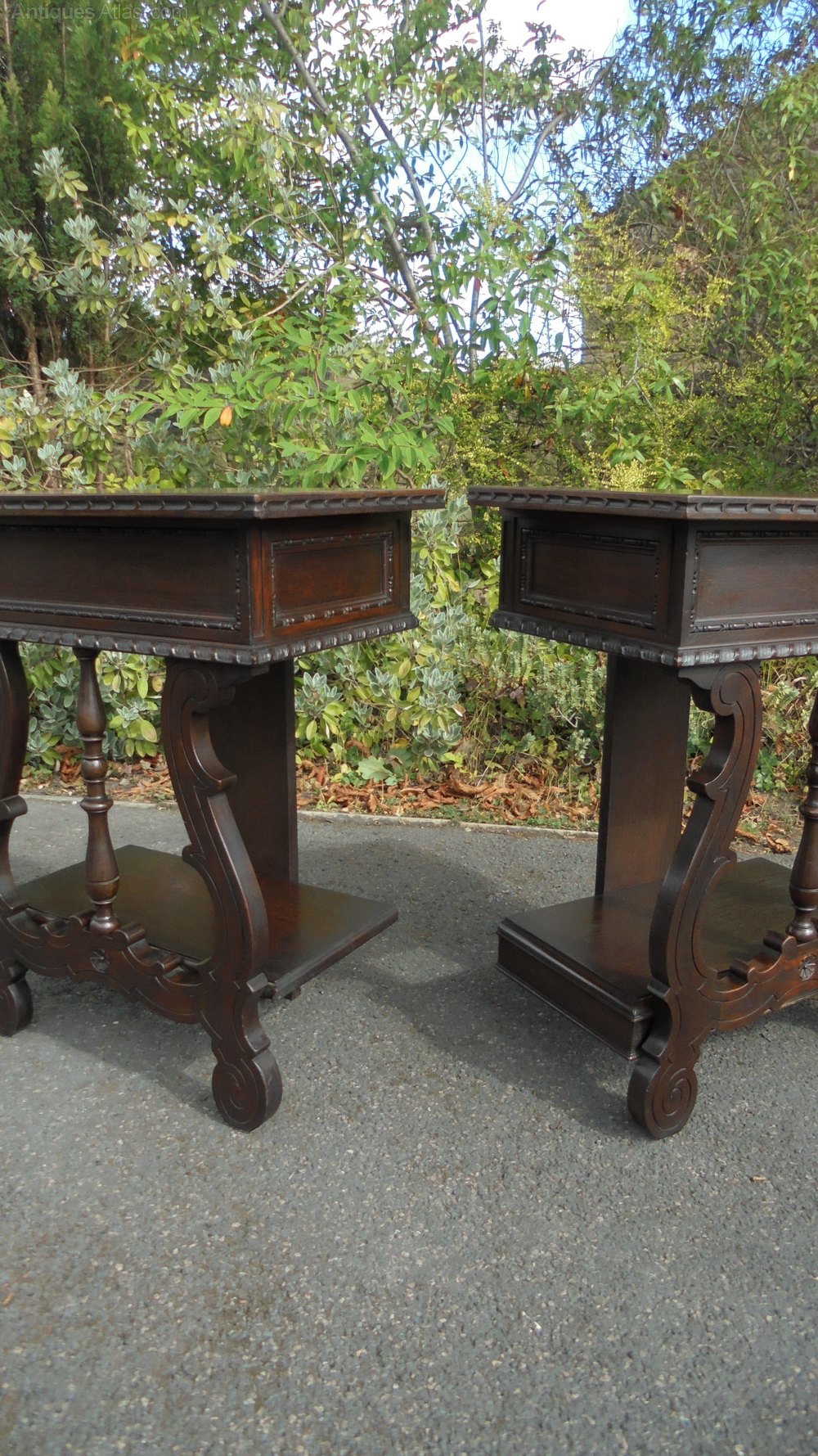Pair Antique Walnut Bedside Tables Antiques Atlas