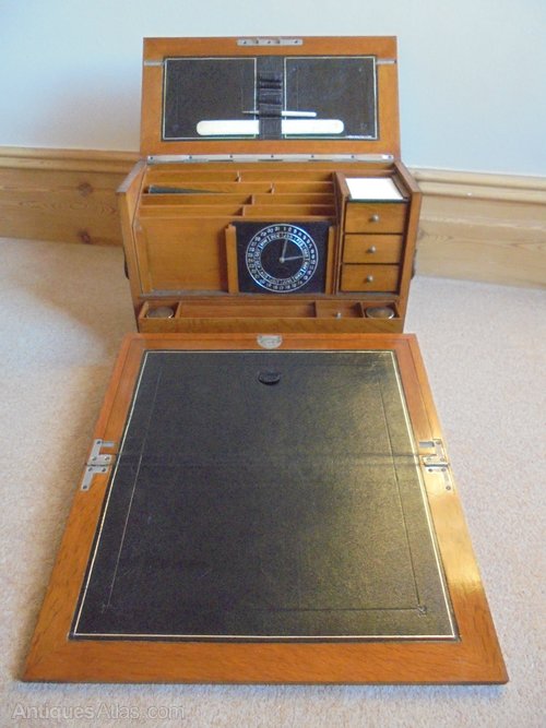 Quality Antique Oak Desk Top Stationary Box
