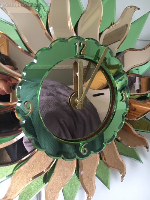 Antiques Atlas Rare Art Deco Mirrored Sun Burst Wall Clock