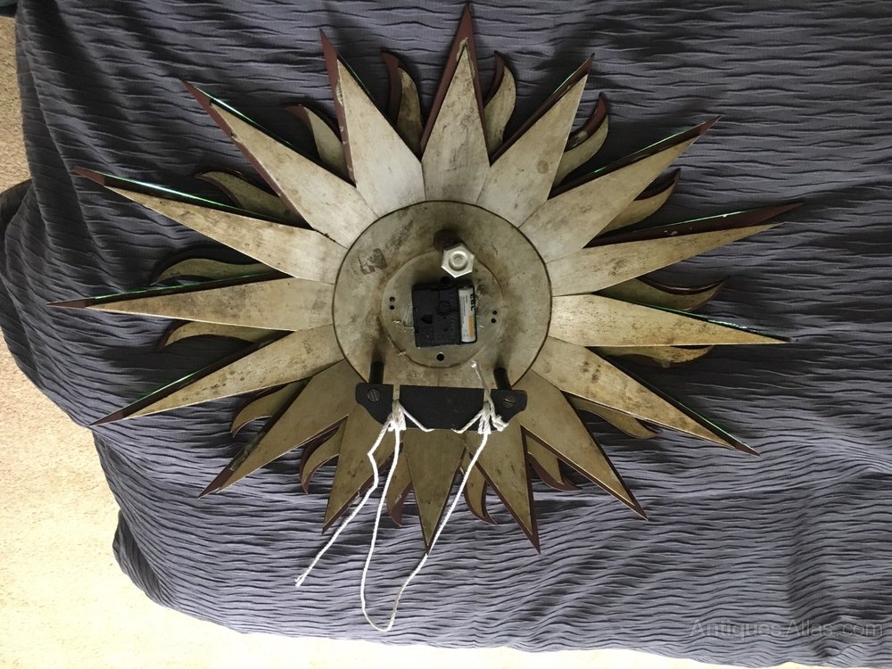 Antiques Atlas Rare Art Deco Mirrored Sun Burst Wall Clock