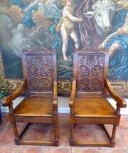 2 Wainscot Chairs 17th Style Country Oak Bespoke